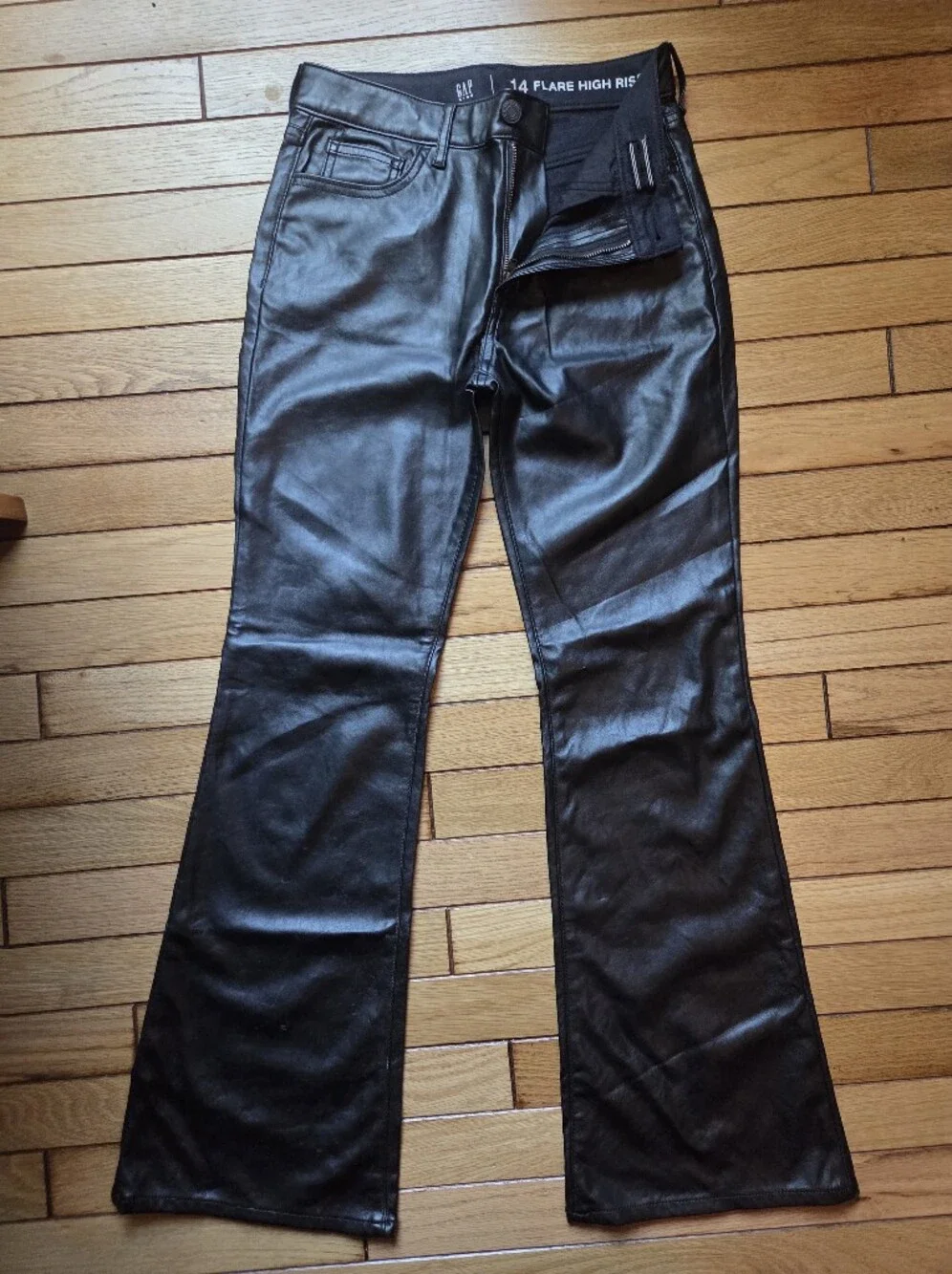 GAP - Girls Size 14 - Black Bootcut Faux Leather Jeans
